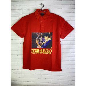 Cowboy Bebop Whatever Happens Licensed Polo Shirt Red Mens Size XS Dumbgood NEW